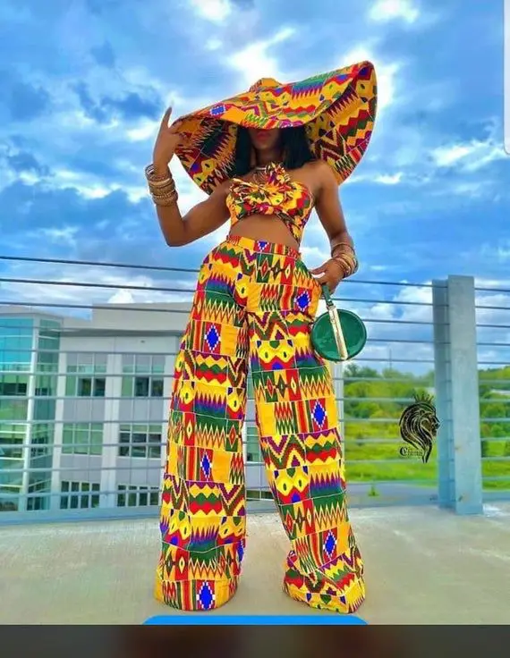 Kente palazo trouser and crop topKente African clothing for _ Etsy